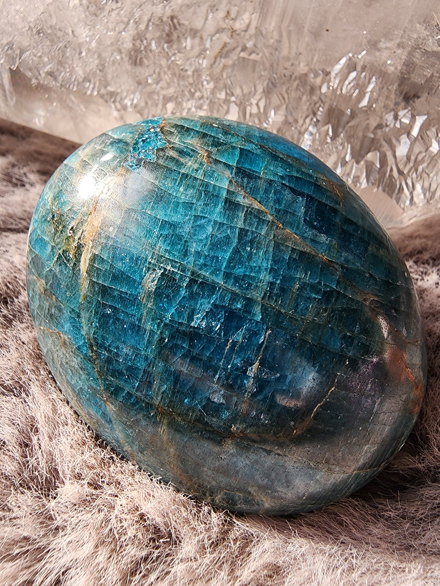 Blue Apatite Palmstone