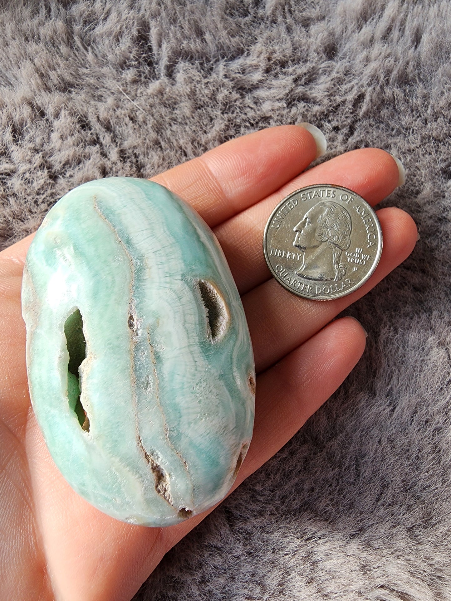 Blue Caribbean Calcite Palmstone