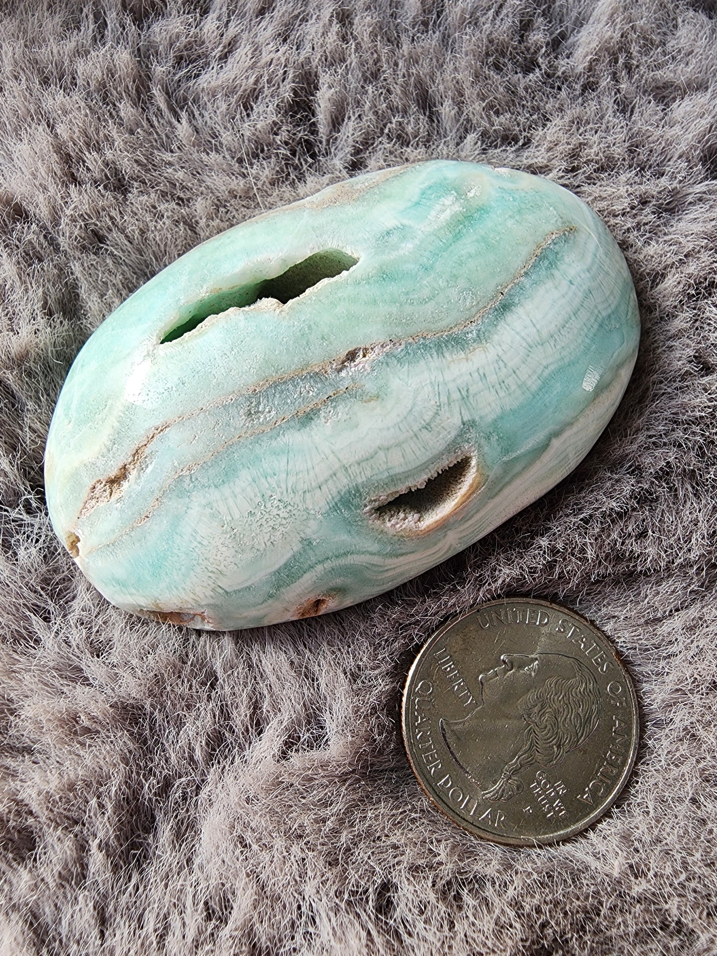 Blue Caribbean Calcite Palmstone