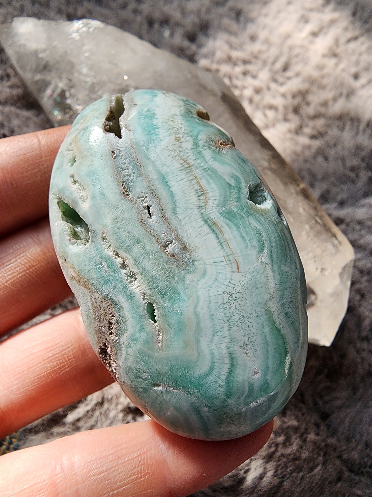 Blue Caribbean Calcite Palmstone