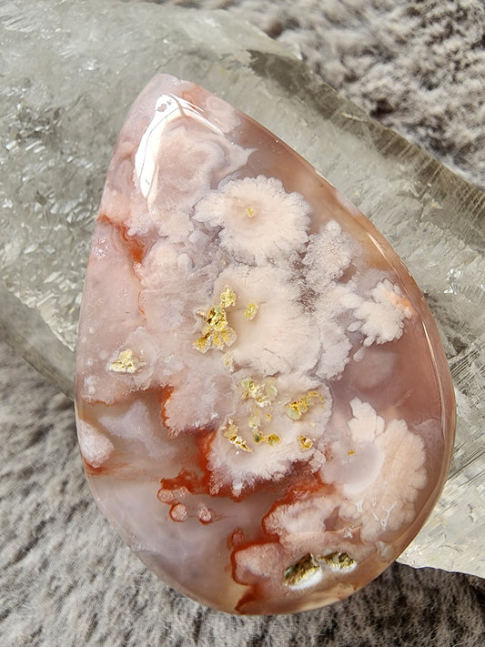 Flower Agate Teardrop