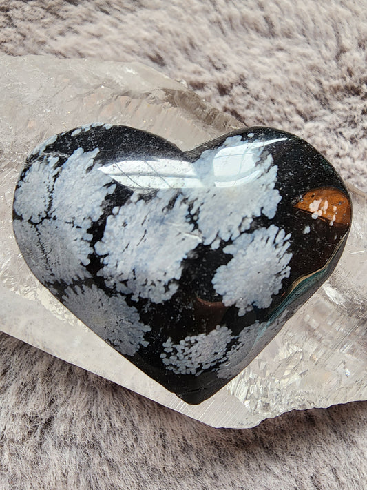 Snowflake Obsidian Heart