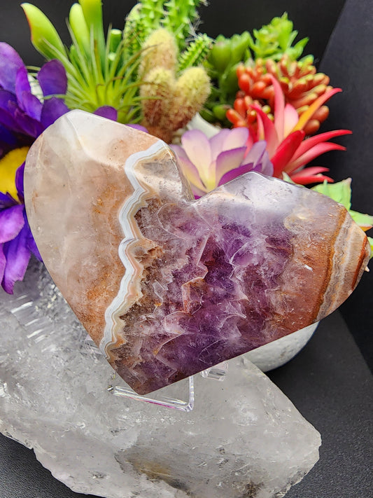 Mexican Agate Amethyst Heart