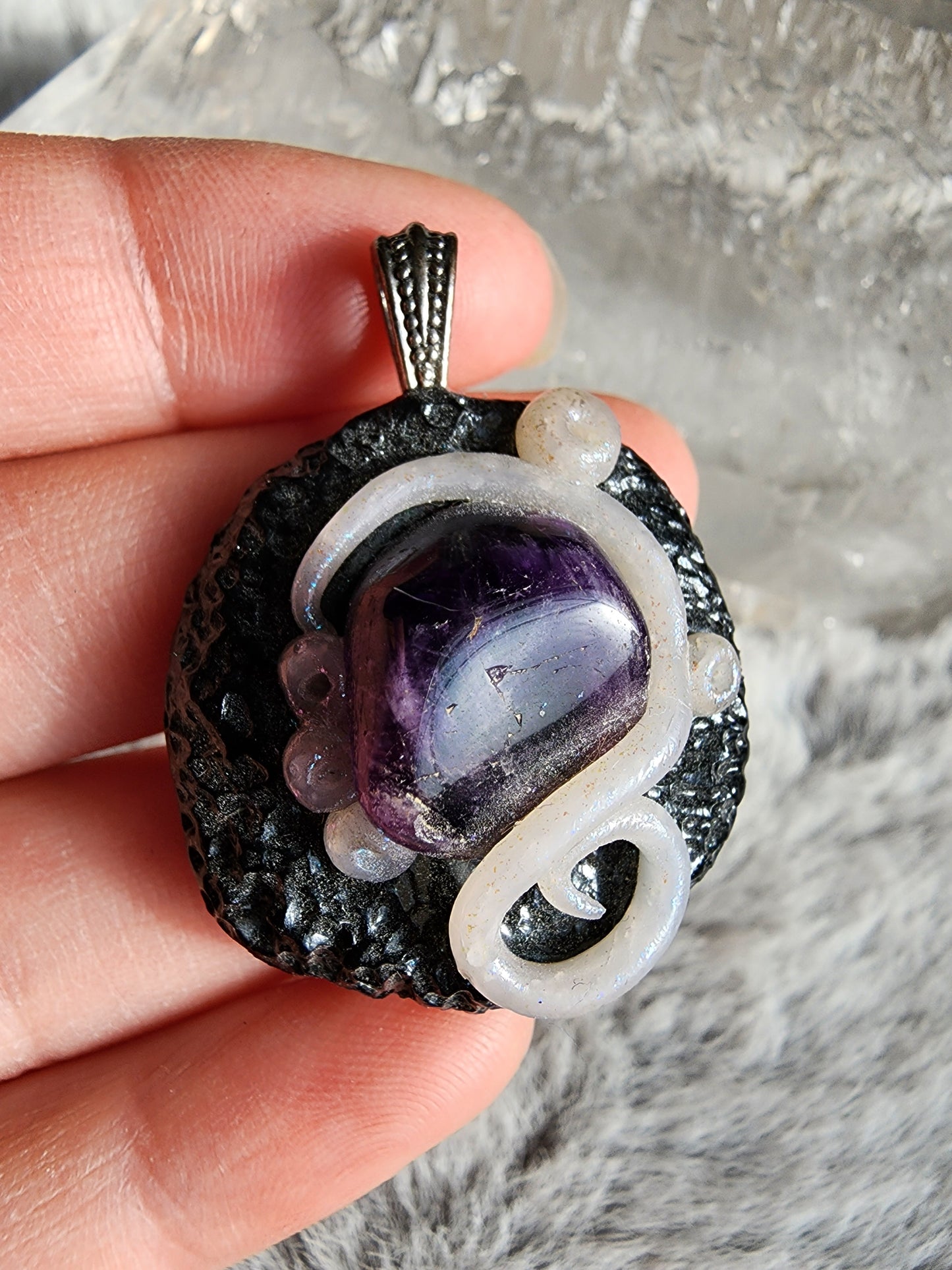 Amethyst Clay Pendant