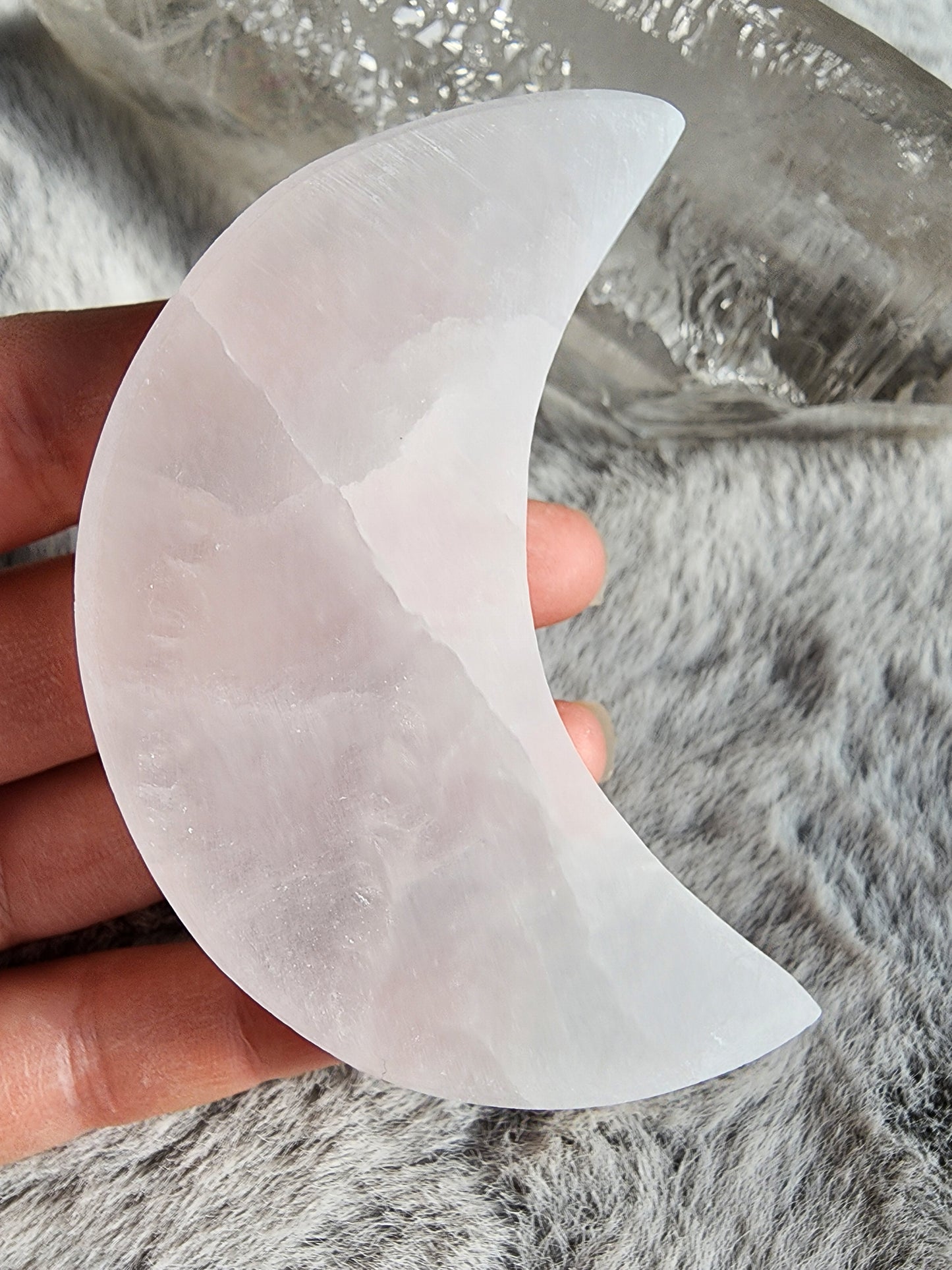 Selenite Crescent Moon Carving