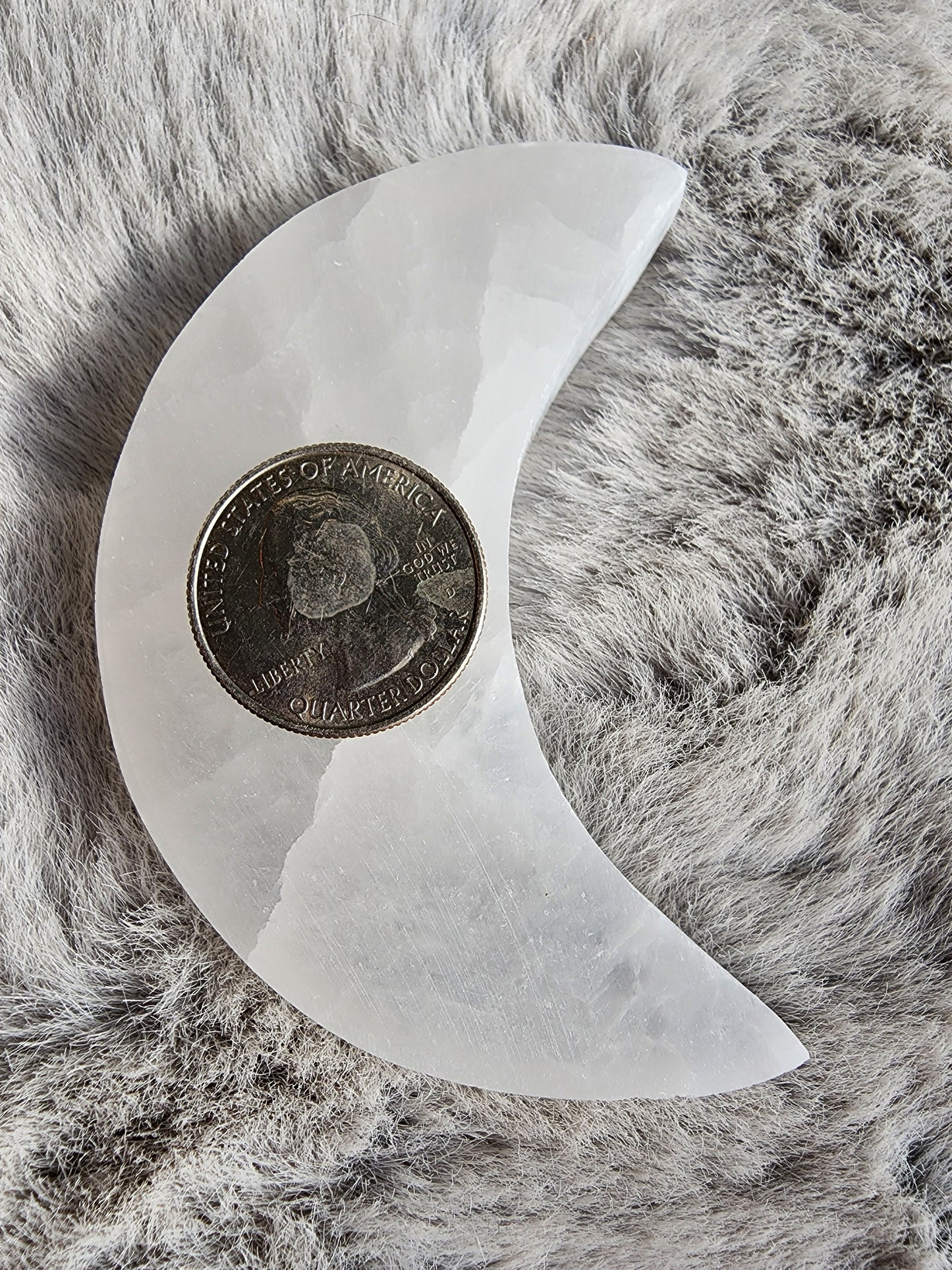 Selenite Crescent Moon Carving