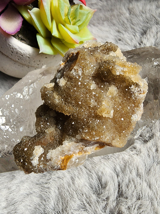 Druzy Citrine Calcite Specimen
