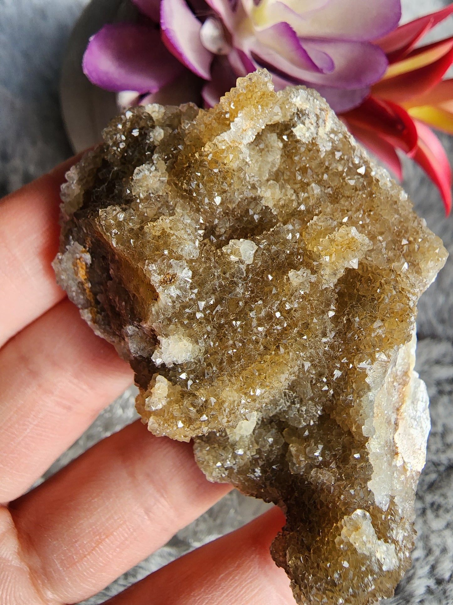 Druzy Citrine Calcite Specimen